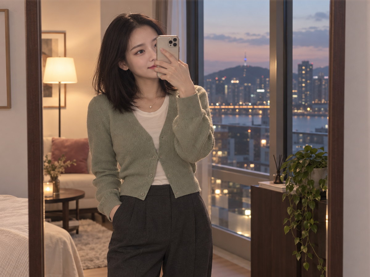 서울특별시 동대문구 동대문 이동과 방문 일정을 안내하는 젊은 성인 한국 여성 관리사